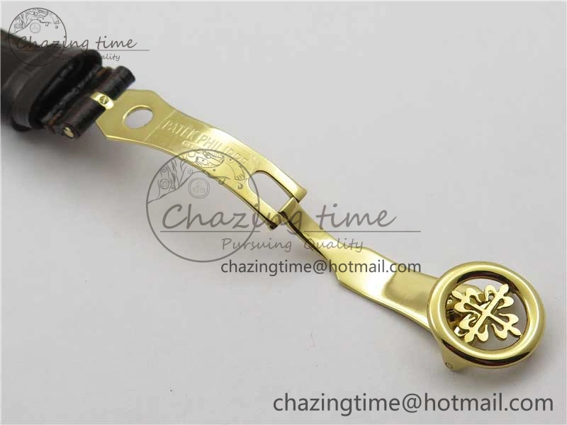 Affordable Calatrava 5153 YG ZF 1:1 Best Edition White Dial on Brown Leather Strap A324CS 8881