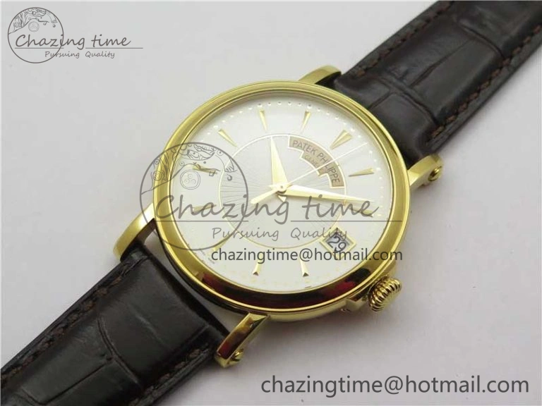Affordable Calatrava 5153 YG ZF 1:1 Best Edition White Dial on Brown Leather Strap A324CS 8881