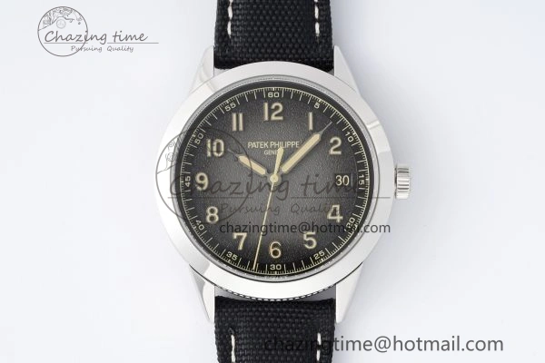 Stylish Calatrava 5226G SS HKF 1:1 Best Edition Gray Rock Dial on Black Nylon Strap 330CS 8823