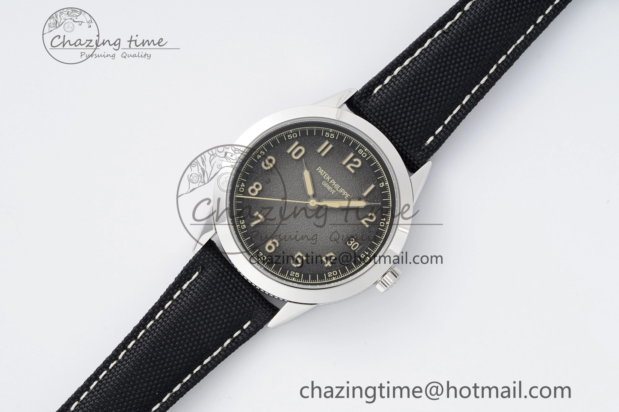 Stylish Calatrava 5226G SS HKF 1:1 Best Edition Gray Rock Dial on Black Nylon Strap 330CS 8823