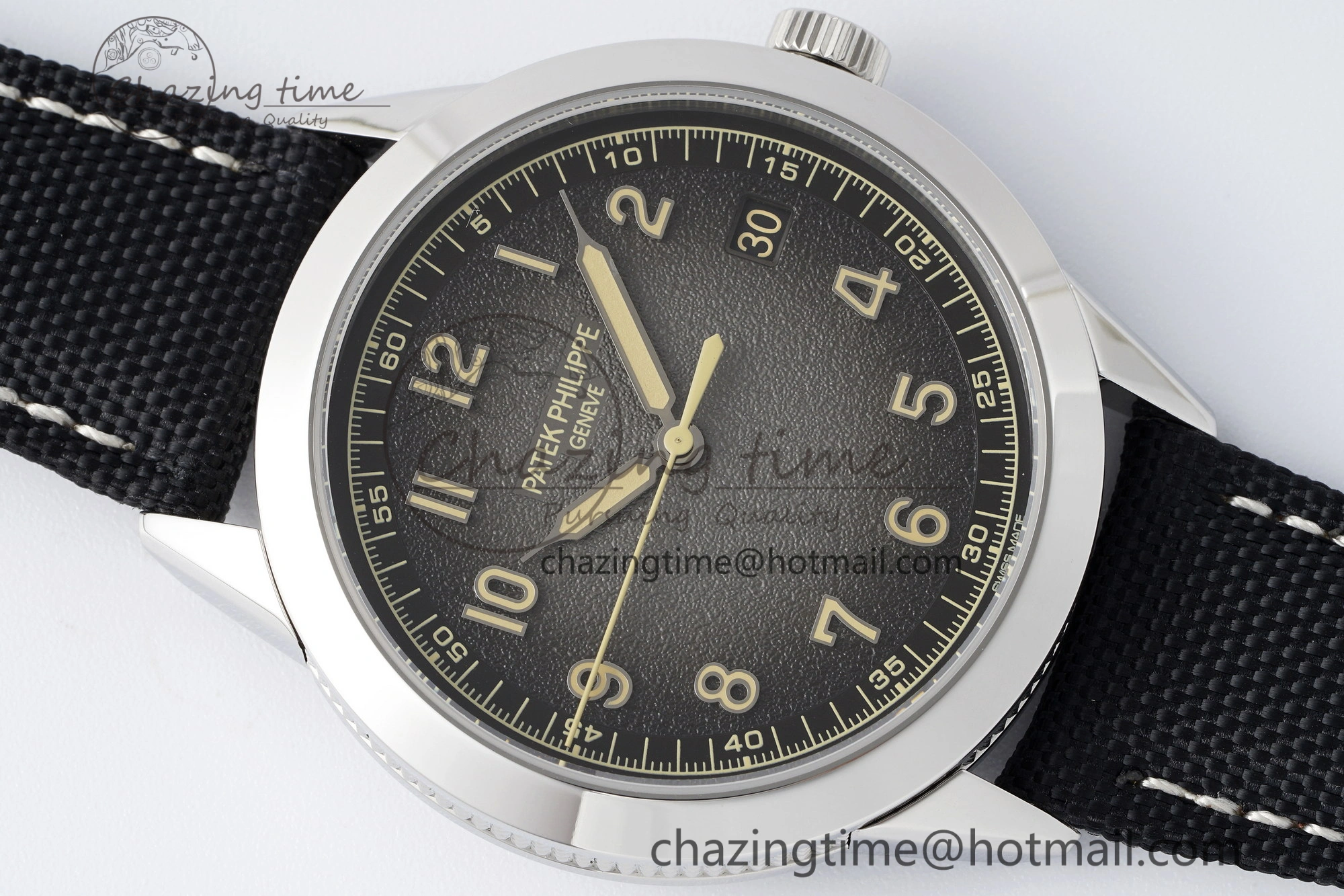 Stylish Calatrava 5226G SS HKF 1:1 Best Edition Gray Rock Dial on Black Nylon Strap 330CS 8823