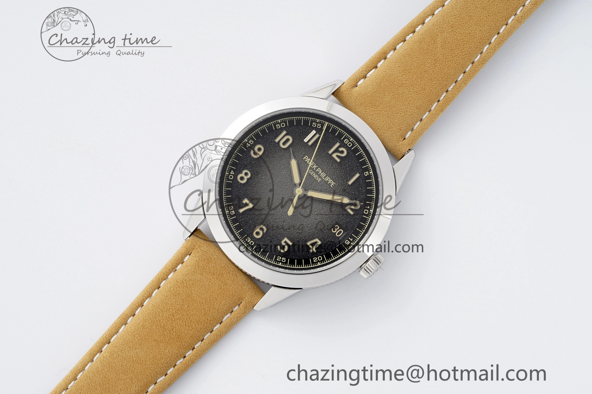 Calatrava 5226G SS HKF 1:1 Best Edition Gray Rock Dial on Brown Leather Strap 330CS Seasonal 8821