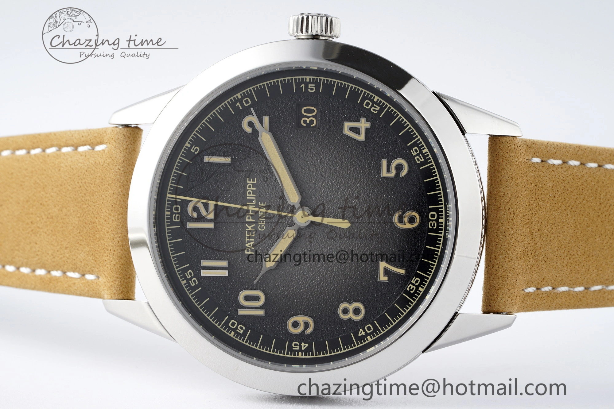 Calatrava 5226G SS HKF 1:1 Best Edition Gray Rock Dial on Brown Leather Strap 330CS Seasonal 8821