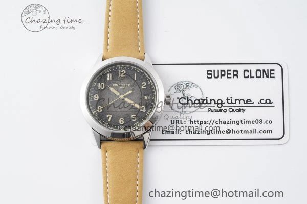 Calatrava 5226G SS HKF 1:1 Best Edition Gray Rock Dial on Brown Leather Strap 330CS Seasonal 8821