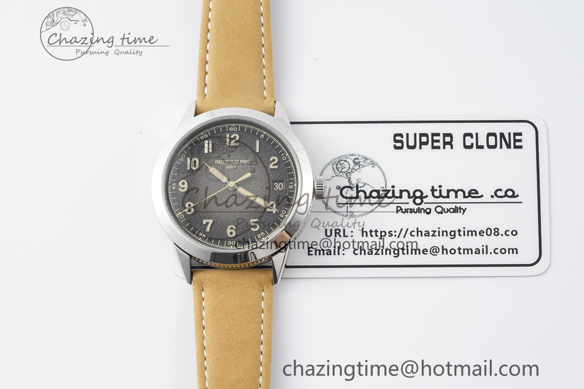 Calatrava 5226G SS HKF 1:1 Best Edition Gray Rock Dial on Brown Leather Strap 330CS Seasonal 8821