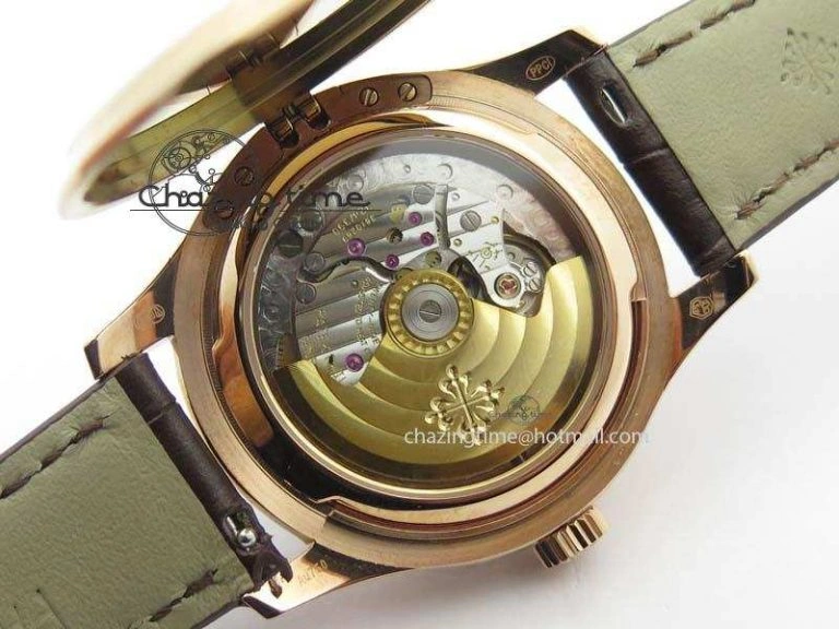 WeatherProof Calatrava 5227 RG Bp-Maker Black Dial On Brown Leather Strap MIYOTA 9015 PP324CS 9065