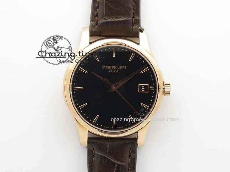 WeatherProof Calatrava 5227 RG Bp-Maker Black Dial On Brown Leather Strap MIYOTA 9015 PP324CS 9065