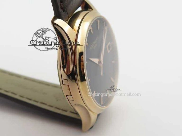 WeatherProof Calatrava 5227 RG Bp-Maker Black Dial On Brown Leather Strap MIYOTA 9015 PP324CS 9065