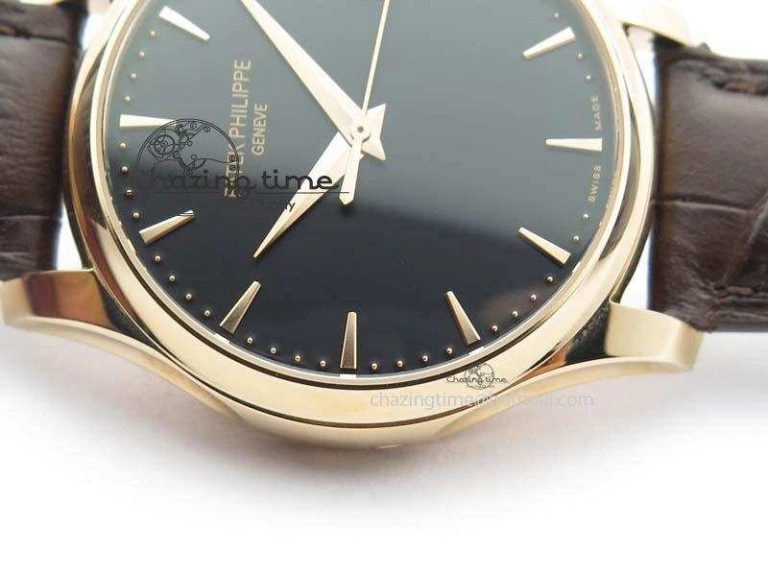 WeatherProof Calatrava 5227 RG Bp-Maker Black Dial On Brown Leather Strap MIYOTA 9015 PP324CS 9065
