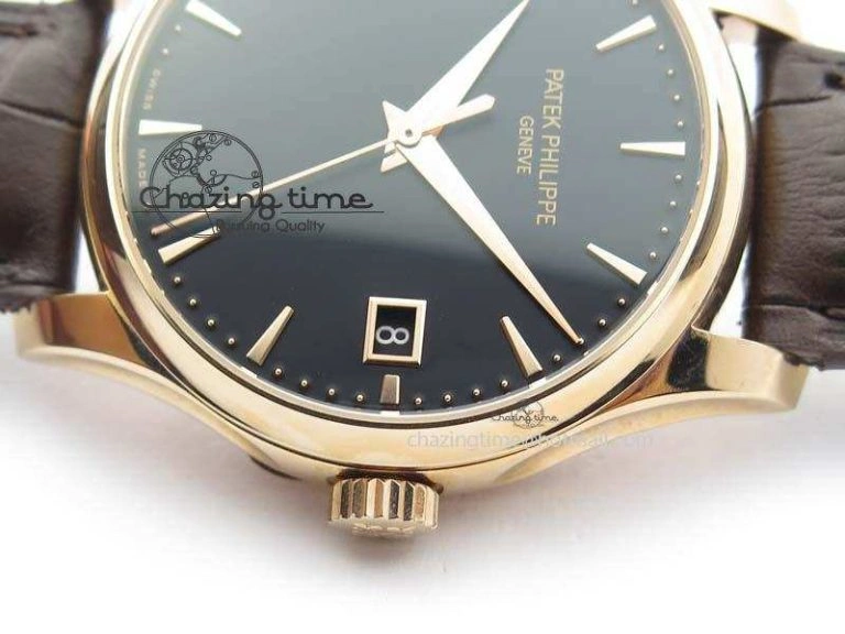 WeatherProof Calatrava 5227 RG Bp-Maker Black Dial On Brown Leather Strap MIYOTA 9015 PP324CS 9065