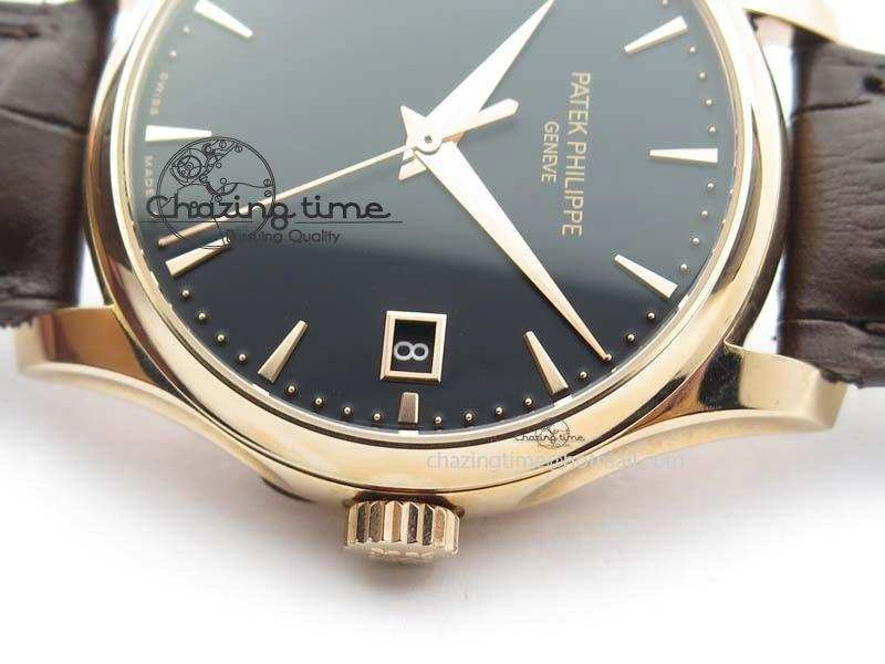 WeatherProof Calatrava 5227 RG Bp-Maker Black Dial On Brown Leather Strap MIYOTA 9015 PP324CS 9065
