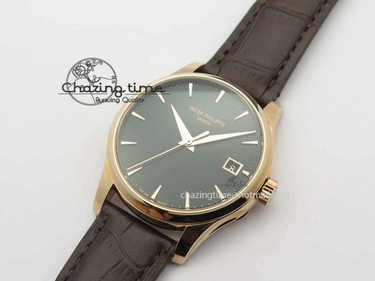 WeatherProof Calatrava 5227 RG Bp-Maker Black Dial On Brown Leather Strap MIYOTA 9015 PP324CS 9065
