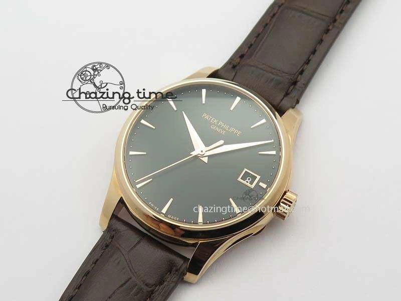 WeatherProof Calatrava 5227 RG Bp-Maker Black Dial On Brown Leather Strap MIYOTA 9015 PP324CS 9065