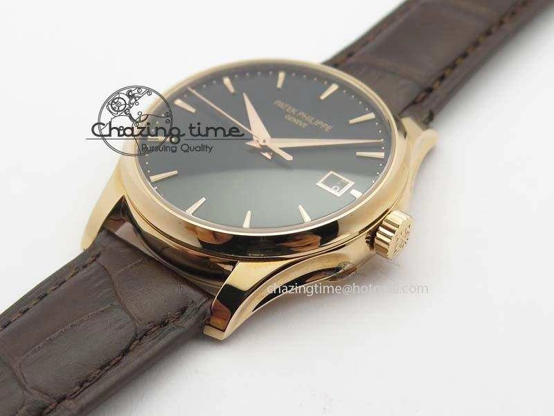 WeatherProof Calatrava 5227 RG Bp-Maker Black Dial On Brown Leather Strap MIYOTA 9015 PP324CS 9065