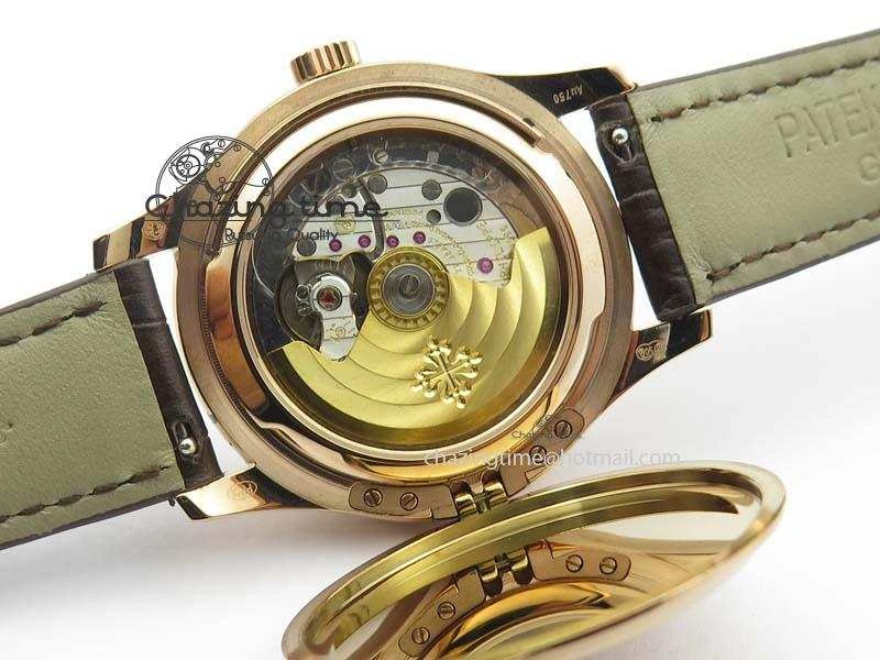 Stretchable Calatrava 5227 RG Bp-Maker White Dial On Brown Leather Strap MIYOTA 9015 PP324CS 9067