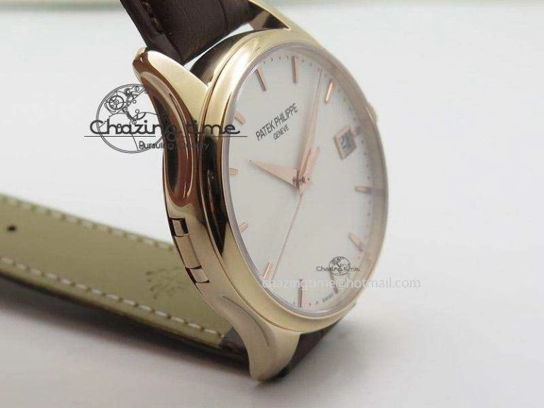 WellDesigned Calatrava 5227 RG White Dial on Brown Leather Strap A 9102