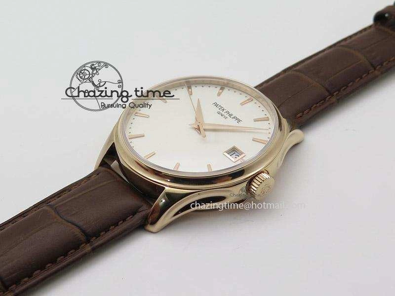 WellDesigned Calatrava 5227 RG White Dial on Brown Leather Strap A 9102