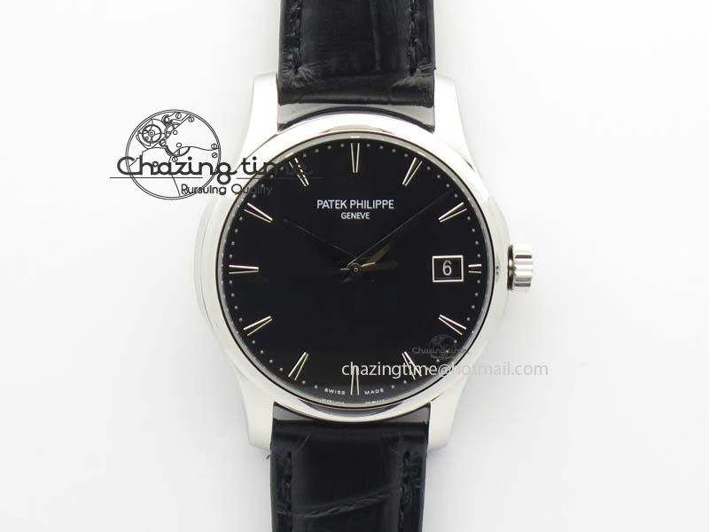 Calatrava 5227 SS Bp-Maker Black Dial On Black Leather Strap MIYOTA 9015 PP324CS Supportive 9068