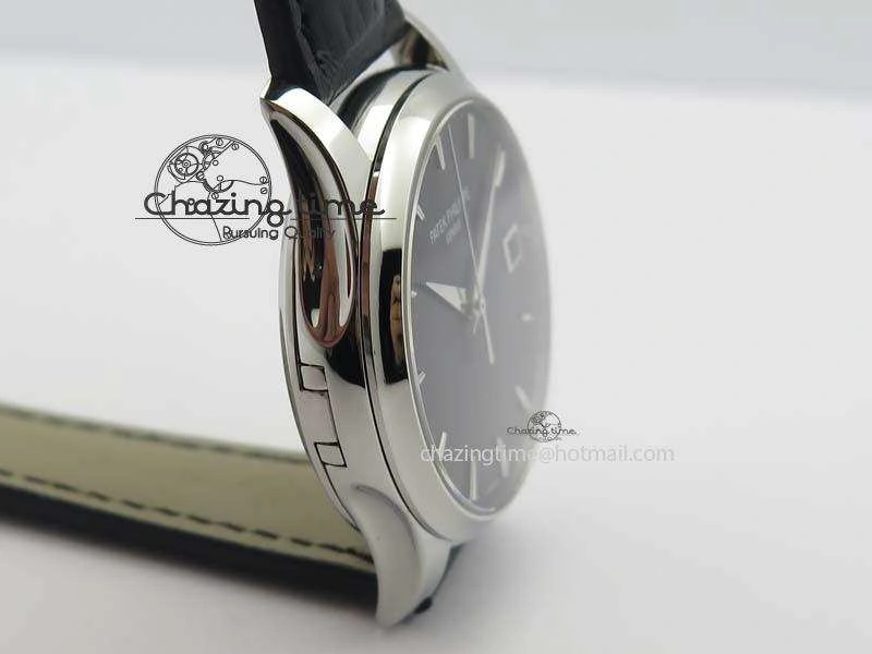 Calatrava 5227 SS Bp-Maker Black Dial On Black Leather Strap MIYOTA 9015 PP324CS Supportive 9068