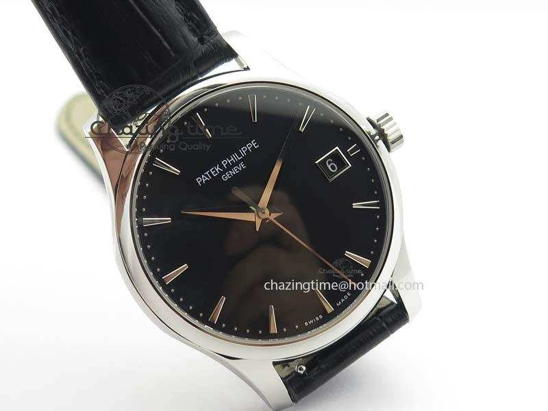 Calatrava 5227 SS Bp-Maker Black Dial On Black Leather Strap MIYOTA 9015 PP324CS Supportive 9068