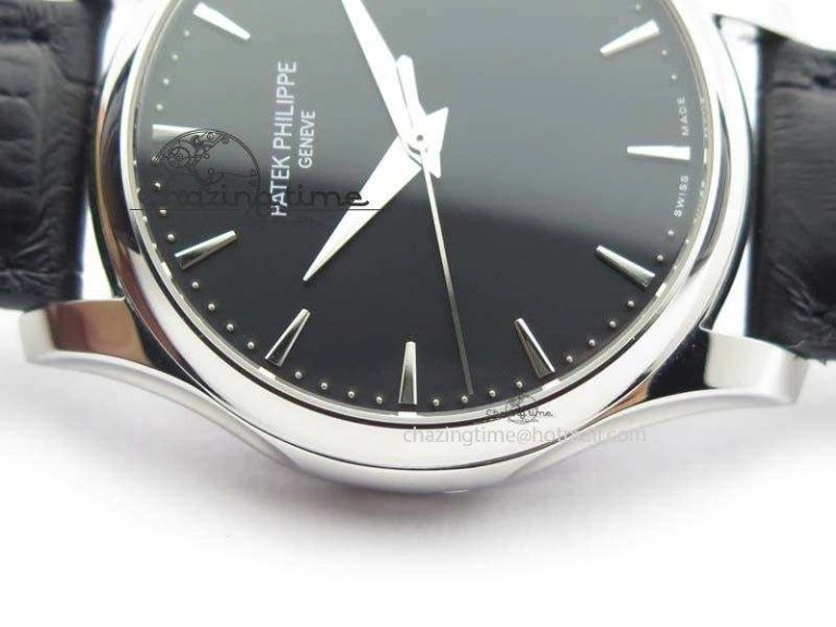 Calatrava 5227 SS Bp-Maker Black Dial On Black Leather Strap MIYOTA 9015 PP324CS Supportive 9068