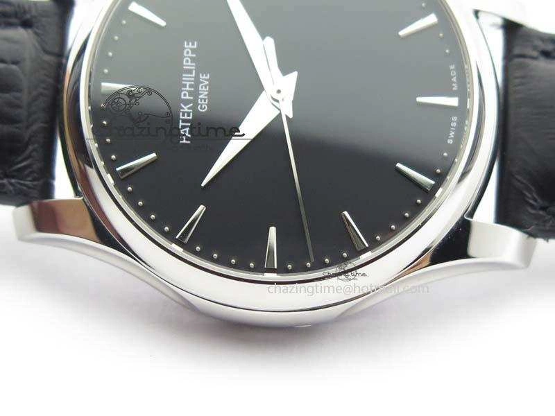 Calatrava 5227 SS Bp-Maker Black Dial On Black Leather Strap MIYOTA 9015 PP324CS Supportive 9068