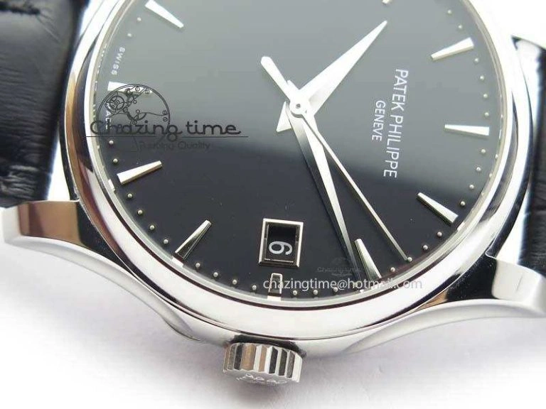 Calatrava 5227 SS Bp-Maker Black Dial On Black Leather Strap MIYOTA 9015 PP324CS Supportive 9068