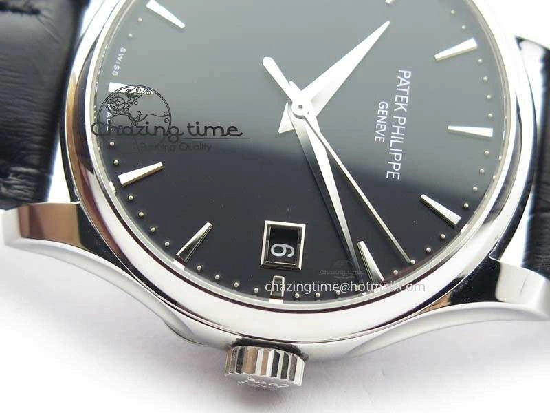 Calatrava 5227 SS Bp-Maker Black Dial On Black Leather Strap MIYOTA 9015 PP324CS Supportive 9068