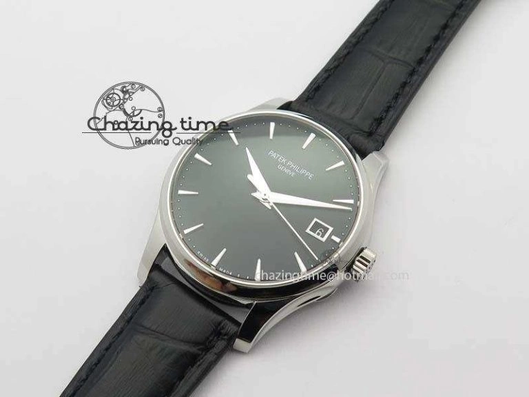 Calatrava 5227 SS Bp-Maker Black Dial On Black Leather Strap MIYOTA 9015 PP324CS Supportive 9068