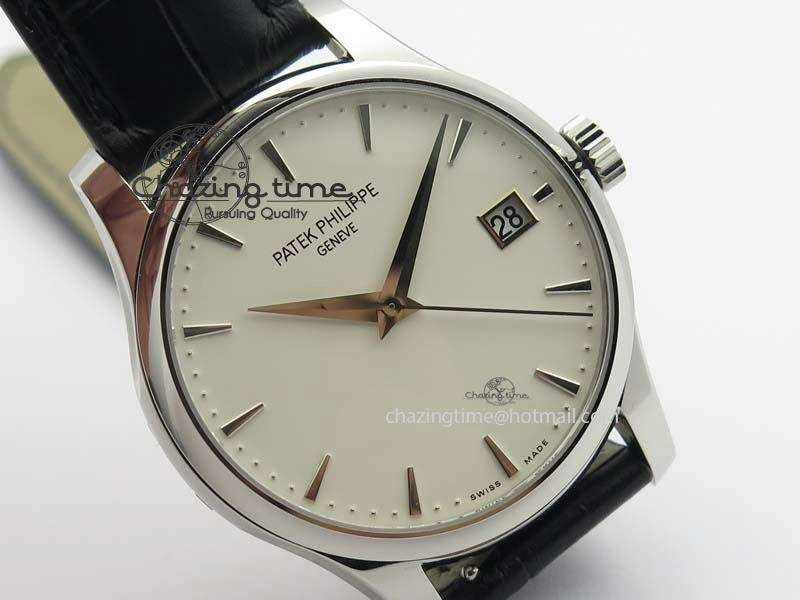Calatrava 5227 SS Bp-Maker White Dial On Black Leather Strap MIYOTA 9015 PP324CS TechFriendly 9066