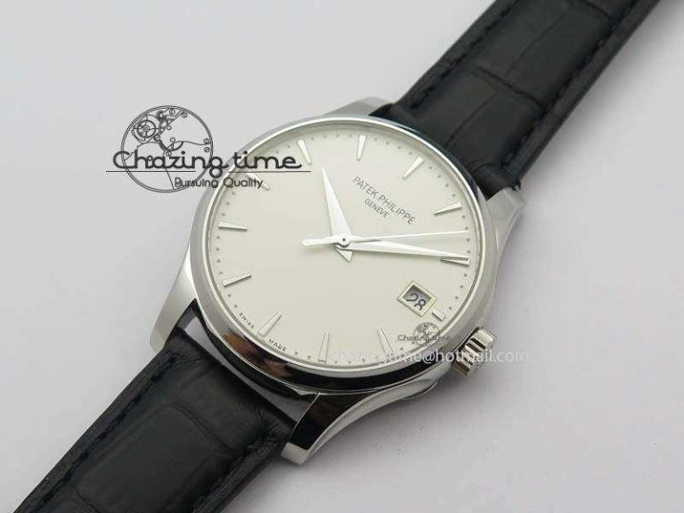 Calatrava 5227 SS Bp-Maker White Dial On Black Leather Strap MIYOTA 9015 PP324CS TechFriendly 9066