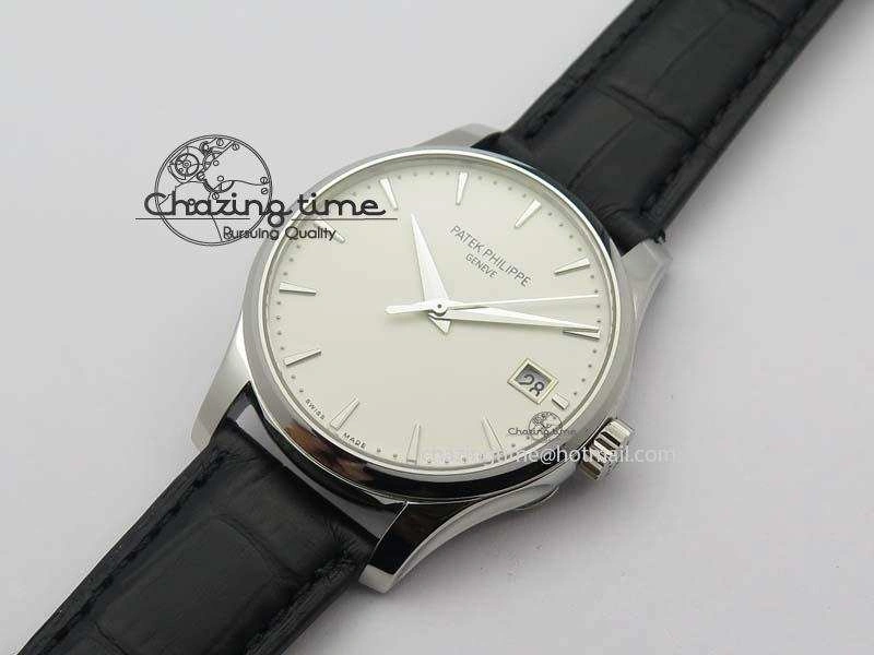 Calatrava 5227 SS Bp-Maker White Dial On Black Leather Strap MIYOTA 9015 PP324CS TechFriendly 9066