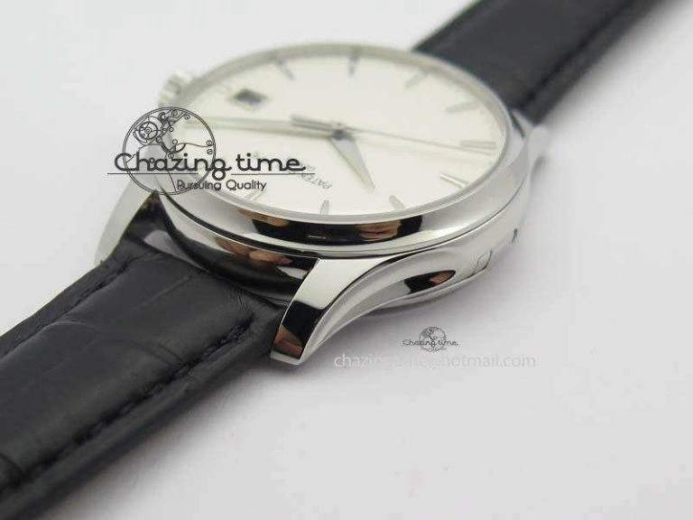 Calatrava 5227 SS Bp-Maker White Dial On Black Leather Strap MIYOTA 9015 PP324CS TechFriendly 9066