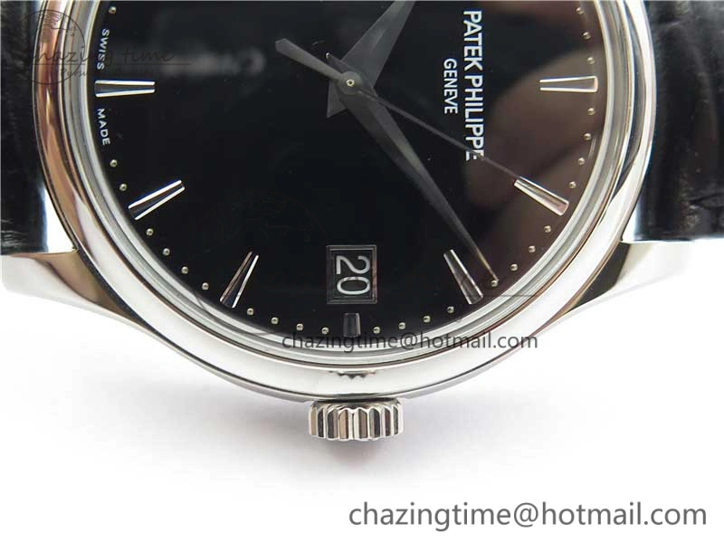 Calatrava 5227 SS ZF 1:1 Best Edition Black Dial on Black Leather Strap 324CS (Free box) Youthful 8971
