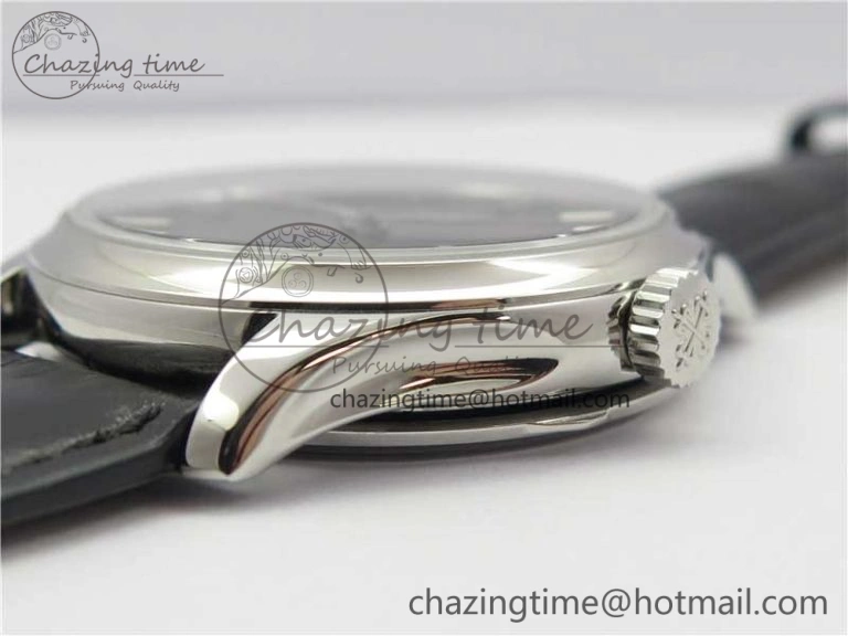 Calatrava 5227 SS ZF 1:1 Best Edition Black Dial on Black Leather Strap 324CS (Free box) Youthful 8971