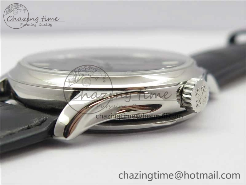Calatrava 5227 SS ZF 1:1 Best Edition Black Dial on Black Leather Strap 324CS (Free box) Youthful 8971