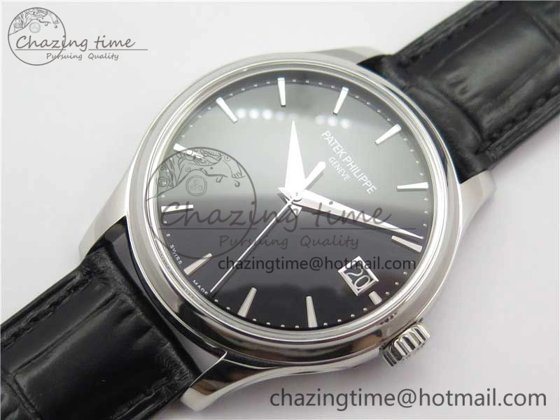 Calatrava 5227 SS ZF 1:1 Best Edition Black Dial on Black Leather Strap 324CS (Free box) Youthful 8971