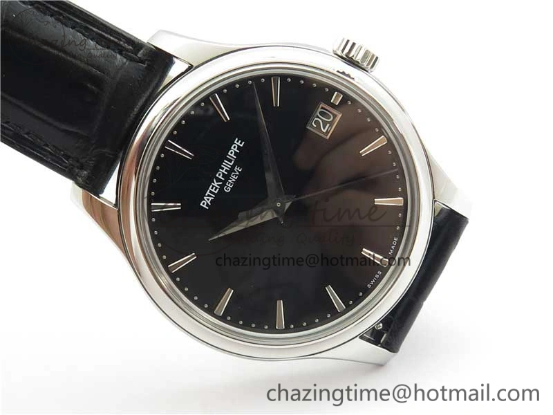 Calatrava 5227 SS ZF 1:1 Best Edition Black Dial on Black Leather Strap 324CS (Free box) Youthful 8971