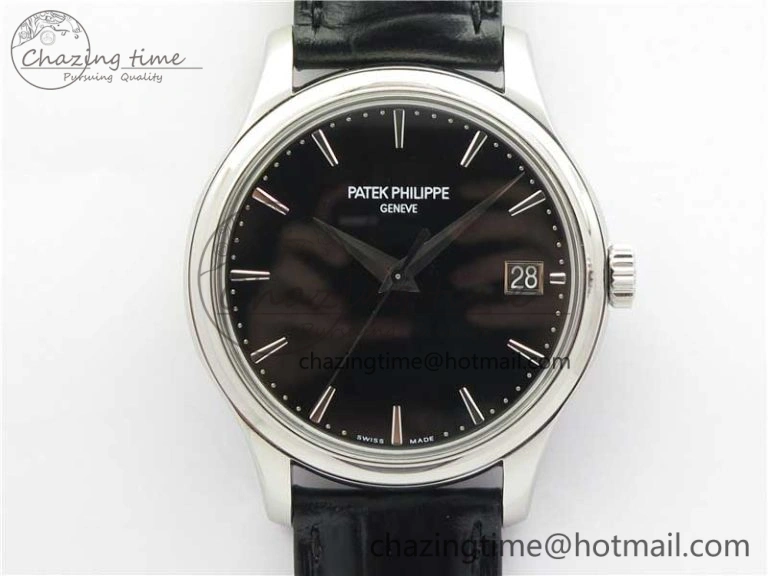 Calatrava 5227 SS ZF 1:1 Best Edition Black Dial on Black Leather Strap 324CS (Free box) Youthful 8971