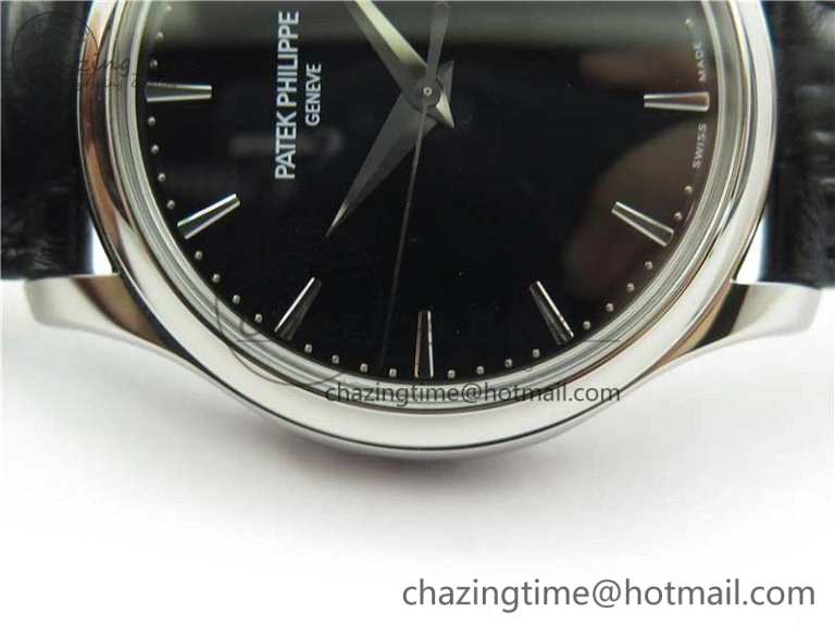 Calatrava 5227 SS ZF 1:1 Best Edition Black Dial on Black Leather Strap 324CS (Free box) Youthful 8971