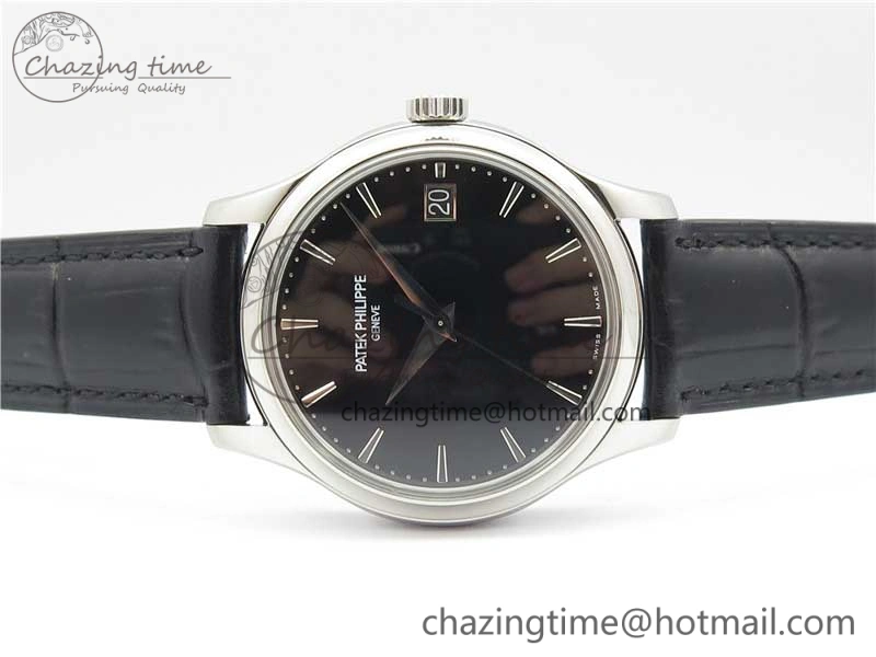 Calatrava 5227 SS ZF 1:1 Best Edition Black Dial on Black Leather Strap 324CS (Free box) Youthful 8971