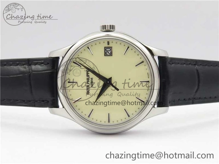 UrbanChic Calatrava 5227 SS ZF 1:1 Best Edition Ivory Dial on Black Leather Strap 324CS 8969