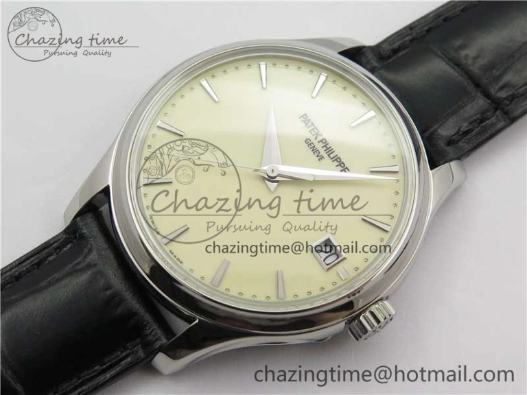 UrbanChic Calatrava 5227 SS ZF 1:1 Best Edition Ivory Dial on Black Leather Strap 324CS 8969