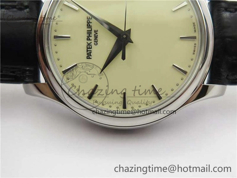 UrbanChic Calatrava 5227 SS ZF 1:1 Best Edition Ivory Dial on Black Leather Strap 324CS 8969