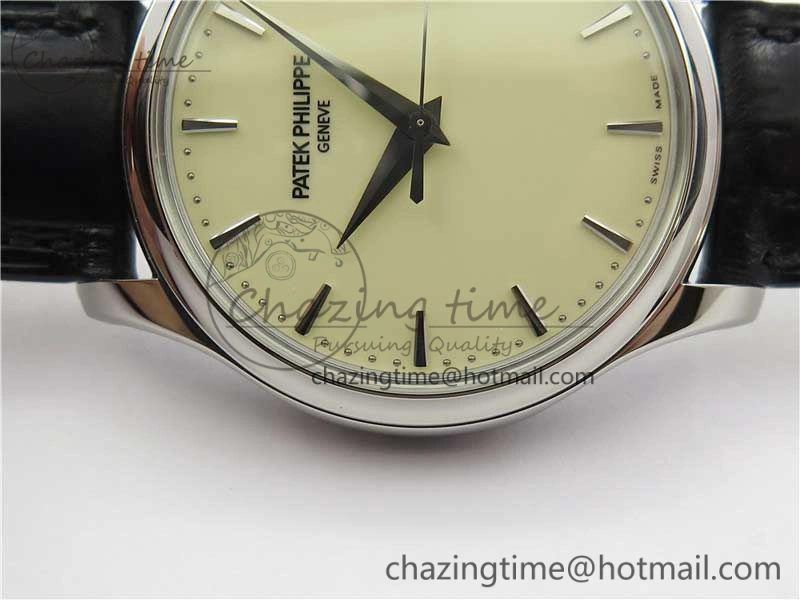 UrbanChic Calatrava 5227 SS ZF 1:1 Best Edition Ivory Dial on Black Leather Strap 324CS 8969