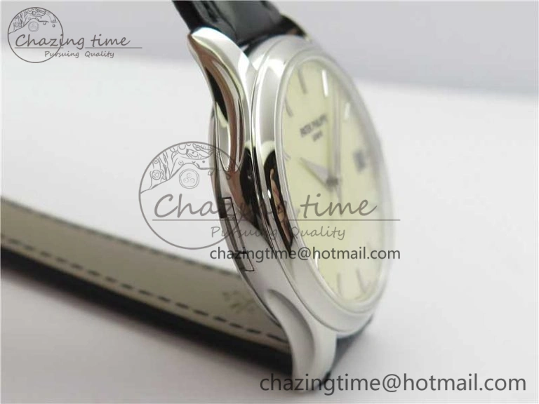 UrbanChic Calatrava 5227 SS ZF 1:1 Best Edition Ivory Dial on Black Leather Strap 324CS 8969