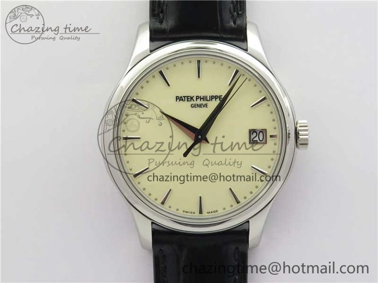 UrbanChic Calatrava 5227 SS ZF 1:1 Best Edition Ivory Dial on Black Leather Strap 324CS 8969