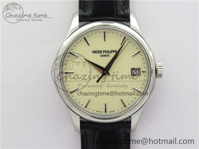 UrbanChic Calatrava 5227 SS ZF 1:1 Best Edition Ivory Dial on Black Leather Strap 324CS 8969