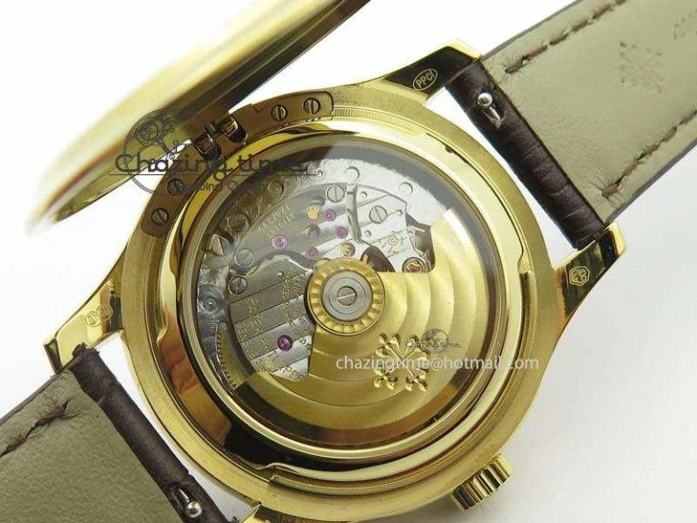 Calatrava 5227 YG Bp-Maker Black Dial On Brown Leather Strap MIYOTA 9015 PP324CS Durable 9063