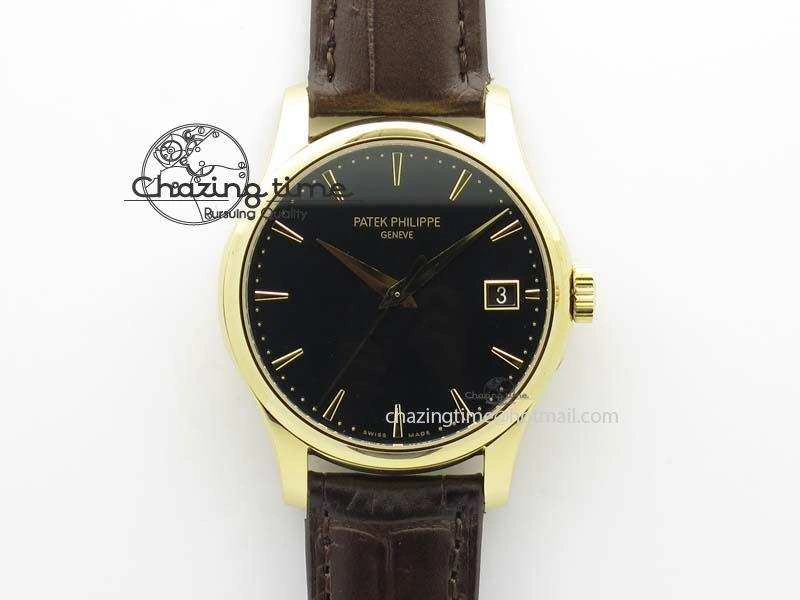Calatrava 5227 YG Bp-Maker Black Dial On Brown Leather Strap MIYOTA 9015 PP324CS Durable 9063